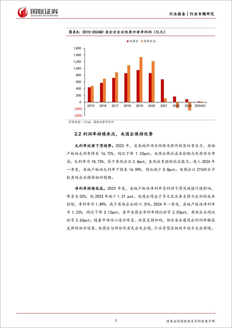 《房地产行业2023年报及2024年一季度财报综述：行业持续筑底，央国企边际改善-240515-国联证券-30页》 - 第7页预览图