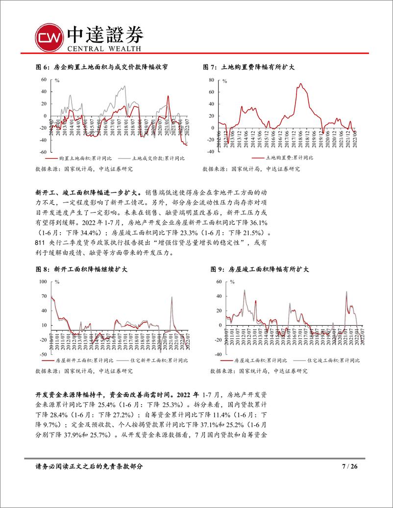 《房地产行业7月统计局数据点评及房地产月报：地产投资持续筑底，政策面促销售回稳-20220815-中达证券-26页》 - 第8页预览图