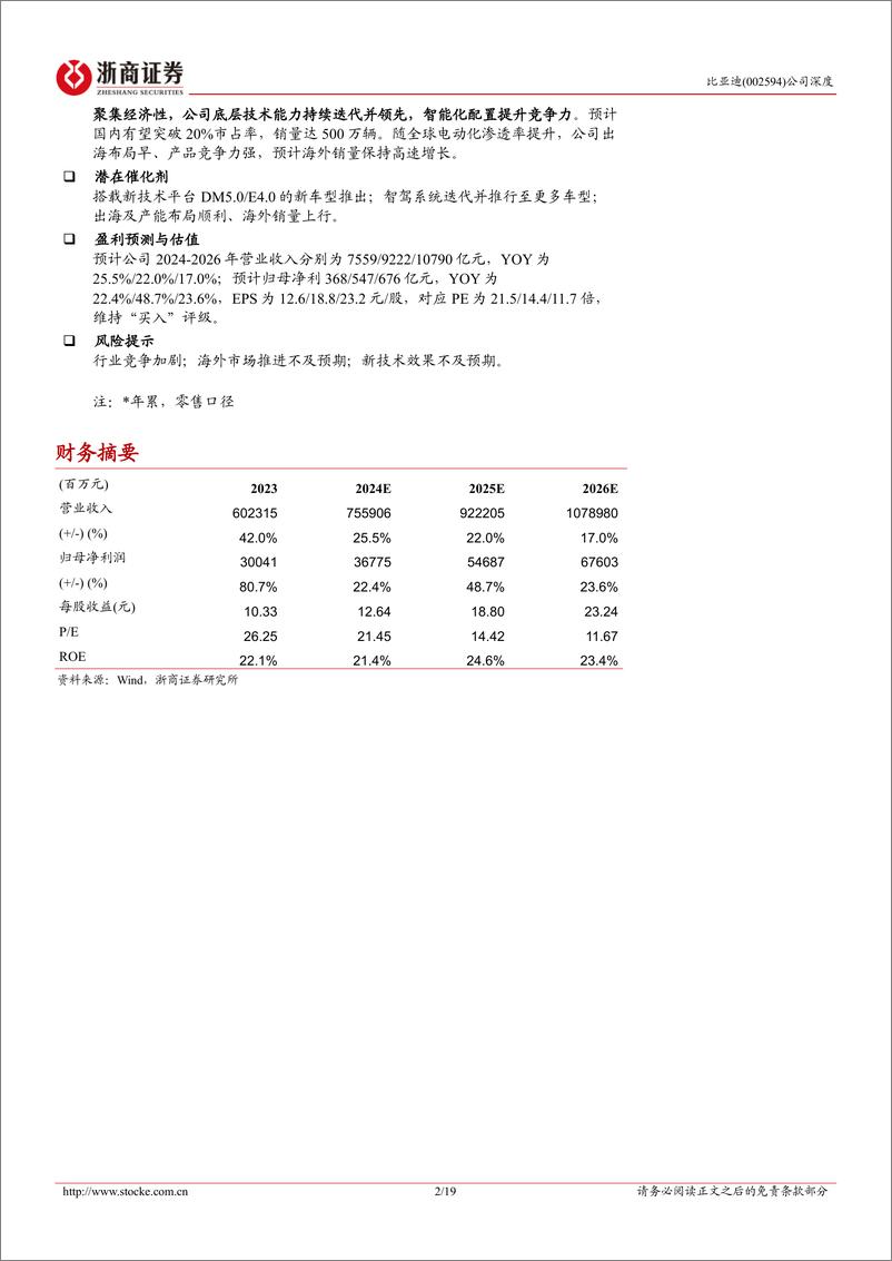 《比亚迪(002594)深度报告：智驾厚积薄发，一体化和出海增厚盈利-250105-浙商证券-19页》 - 第2页预览图