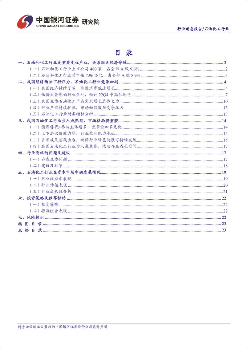 《石油化工行业11月动态报告：油价重心回落，看好内需修复预期下行业盈利表现-20221203-银河证券-25页》 - 第3页预览图