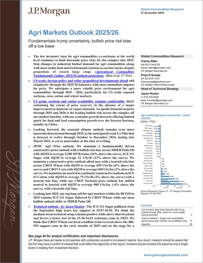 《JPMorgan-Agri Markets Outlook 202526 Fundamentals trump uncertainty,...-111866559》 - 第1页预览图