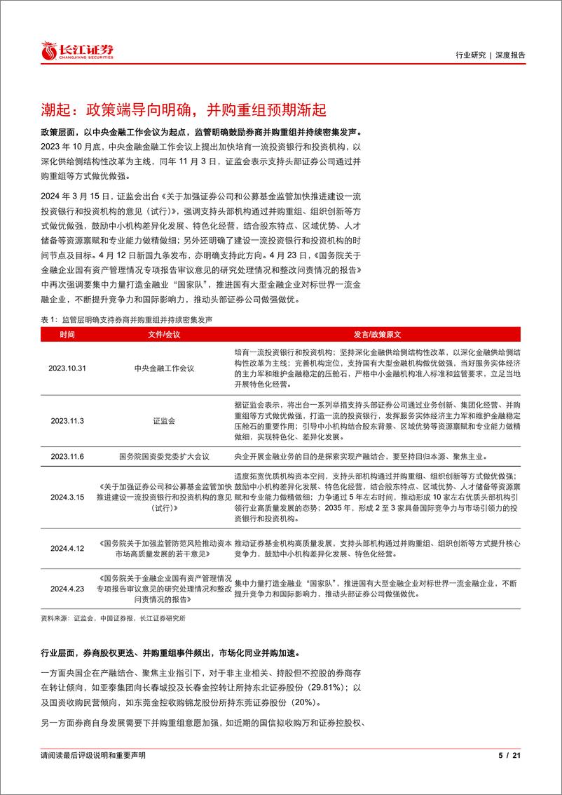 《投资银行业与经纪业行业兼券商梳理全景图：券商并购重组浪潮下的复盘与思考-240823-长江证券-21页》 - 第5页预览图