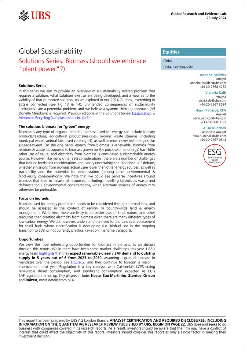 《UBS Equities-Global Sustainability _Solutions Series Biomass (should we ...-109366733》 - 第1页预览图