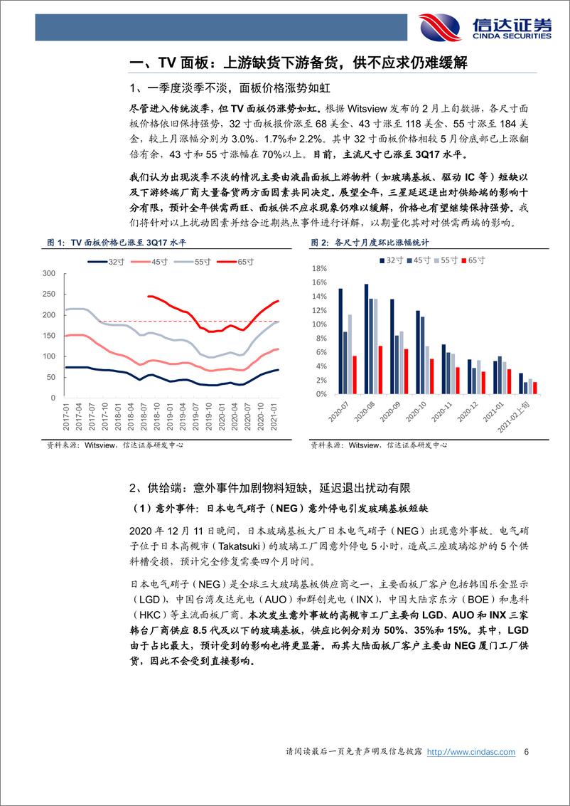 《电子行业深度报告：2021年面板行业展望，TV面板供给受限，IT产业重塑格局-20210210-信达证券-22页》 - 第6页预览图