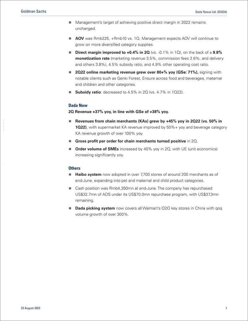 《Dada Nexus Ltd. (DADA Earnings Revie 2Q results beat, with positive direct margin; Deepening collaboration with JD; Buy》 - 第8页预览图