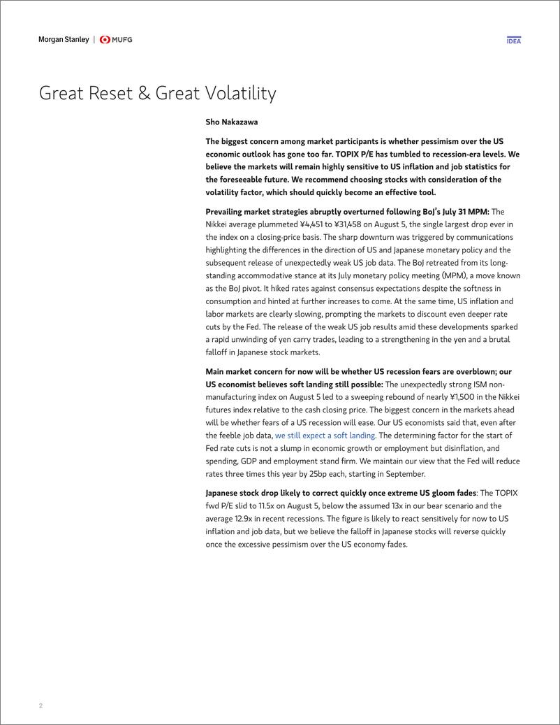 《Morgan Stanley-Japan Equity Strategy Great Reset  Great Volatility-109706369》 - 第2页预览图