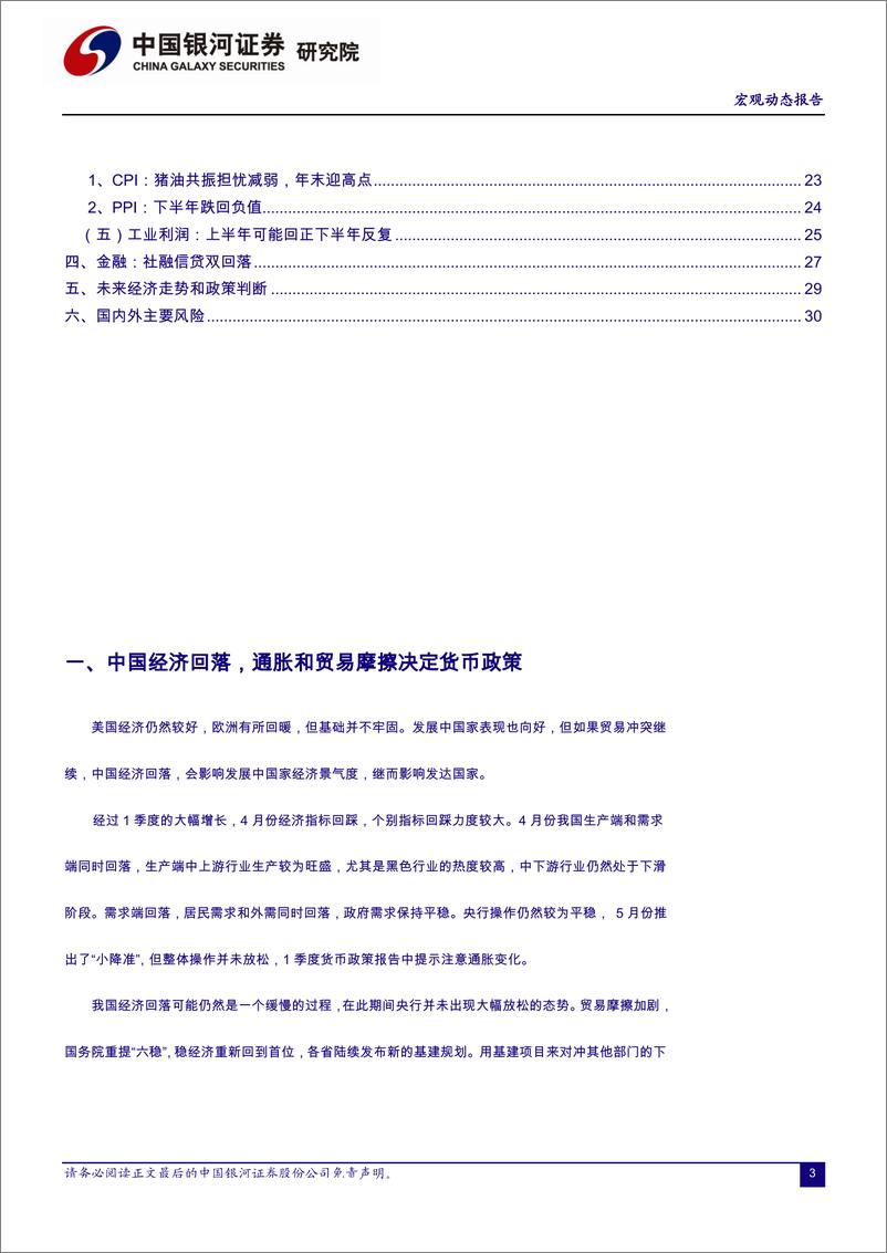 《宏观经济5月动态报告：生产需求双回落，货币政策等待更明确信号-20190526-银河证券-36页》 - 第4页预览图