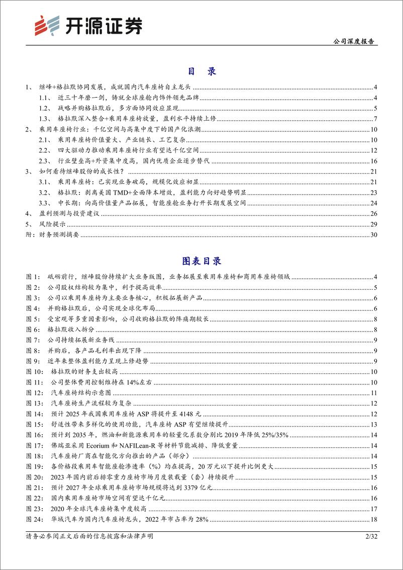 《继峰股份(603997)公司深度报告：从汽车内饰专家到中高端汽车座椅自主破局者-240924-开源证券-32页》 - 第2页预览图