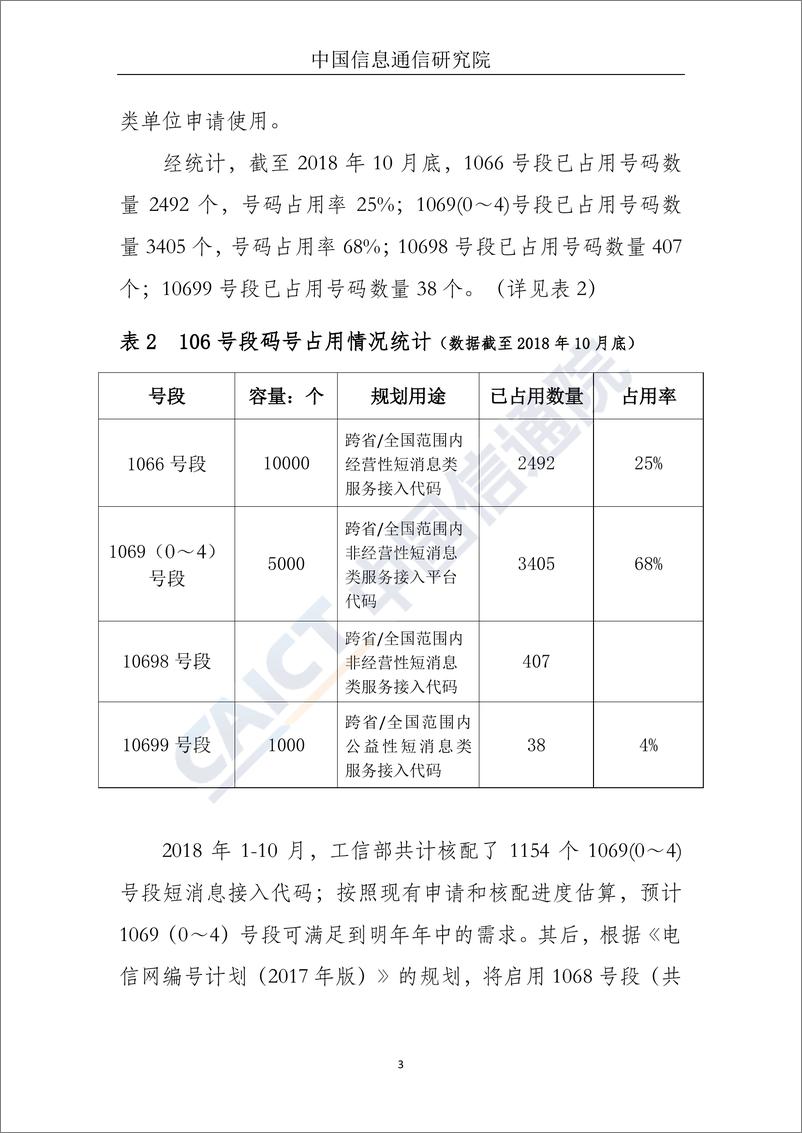 《部分电信网码号资源占用情况报告（2018.11）》 - 第4页预览图