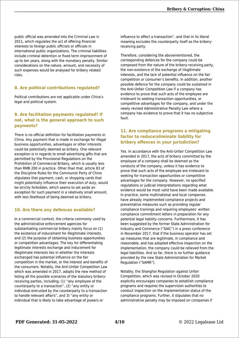《The Legal 500-2022年度比较法律指南（第五版）中国反贿赂与反腐败（英）-10页》 - 第5页预览图