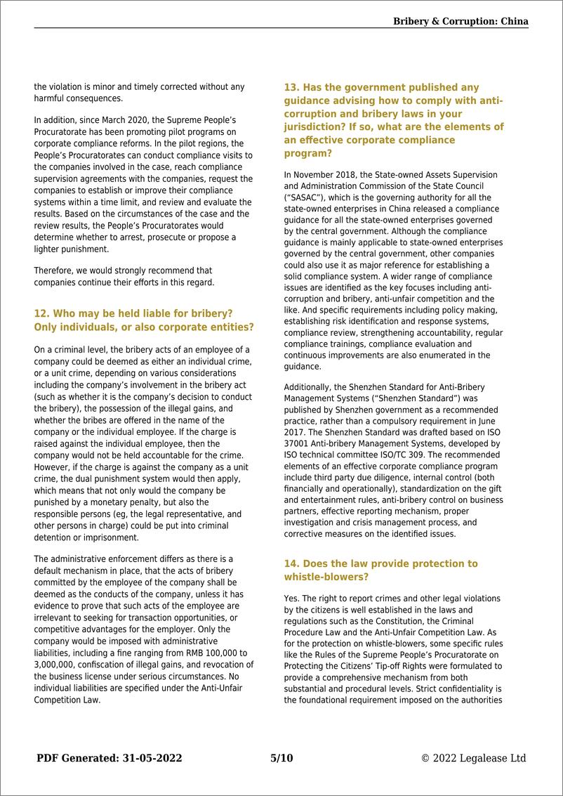 《The Legal 500-2022年度比较法律指南（第五版）中国反贿赂与反腐败（英）-10页》 - 第6页预览图