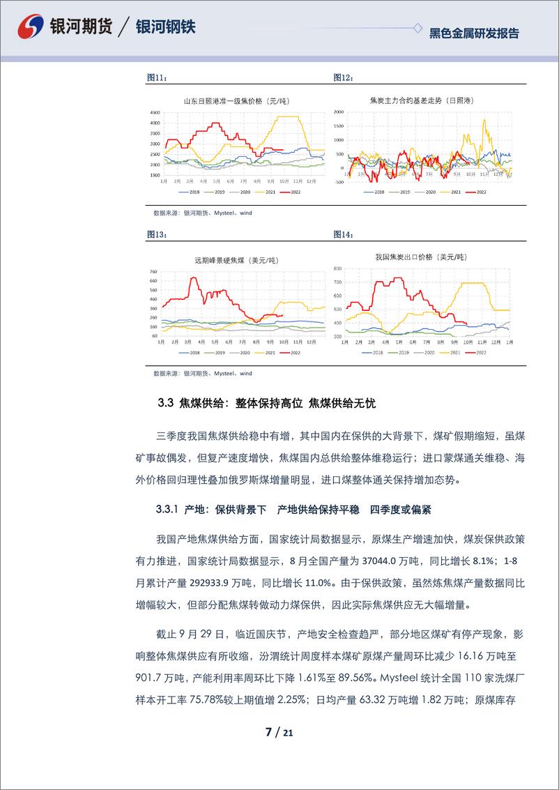 《黑色季度报告：四季度煤焦走势或呈倒“v”关注钢厂利润情况-20220930-银河期货-21页》 - 第8页预览图