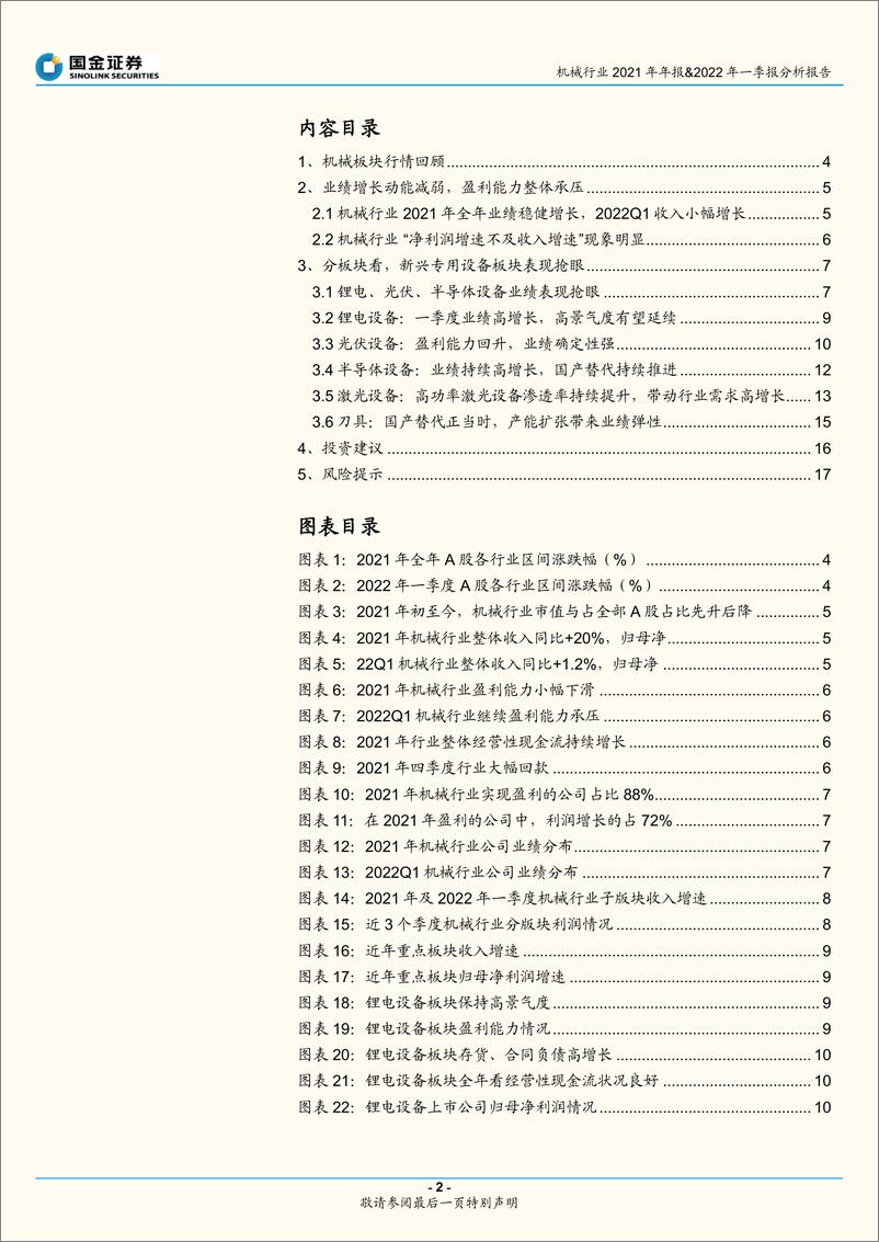 《机械行业2021年年报&2022年一季报分析报告：盈利能力整体承压，专用设备表现亮眼-20220501-国金证券-18页》 - 第3页预览图