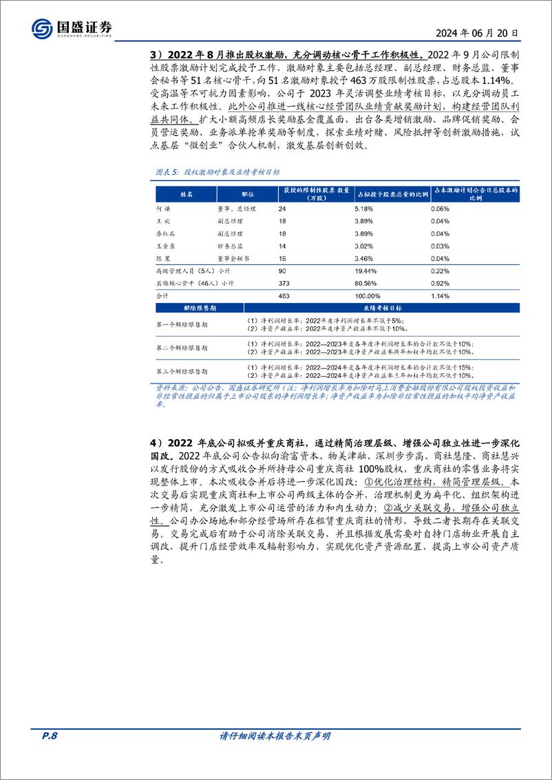 《重庆百货(600729)百年零售龙头，国改成效持续释放，主营%2b投资双轮并进-240620-国盛证券-29页》 - 第8页预览图