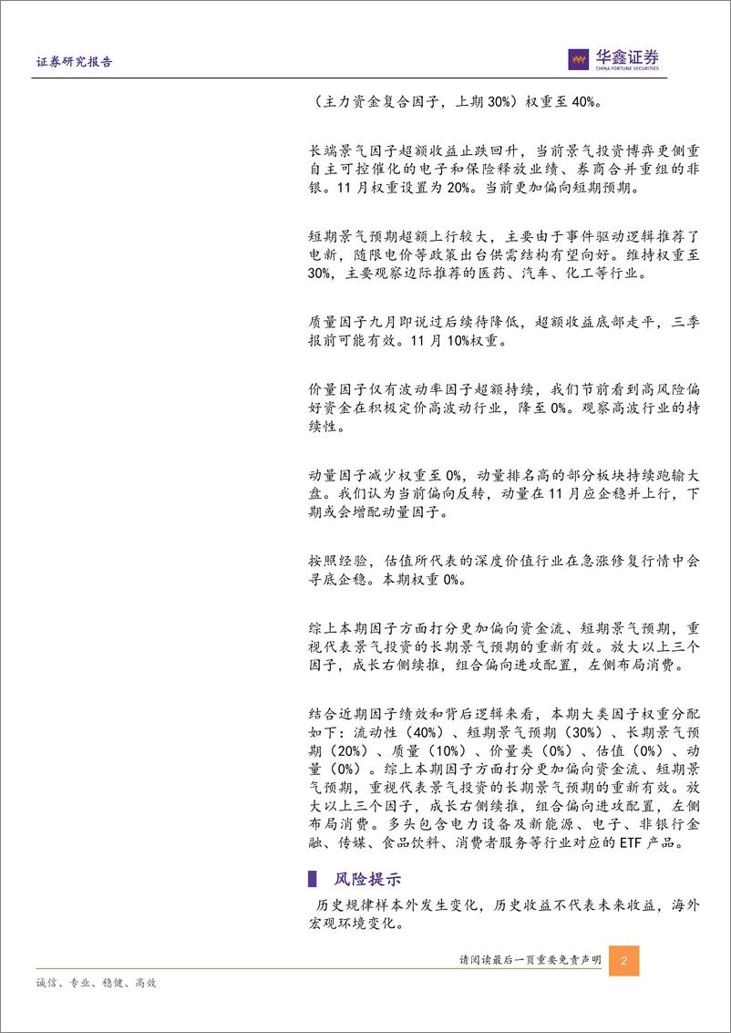 《六维因子组合跟踪月报：十一月仍乐观，推荐游戏、食饮、证券、芯片、旅游等ETF-241106-华鑫证券-17页》 - 第2页预览图