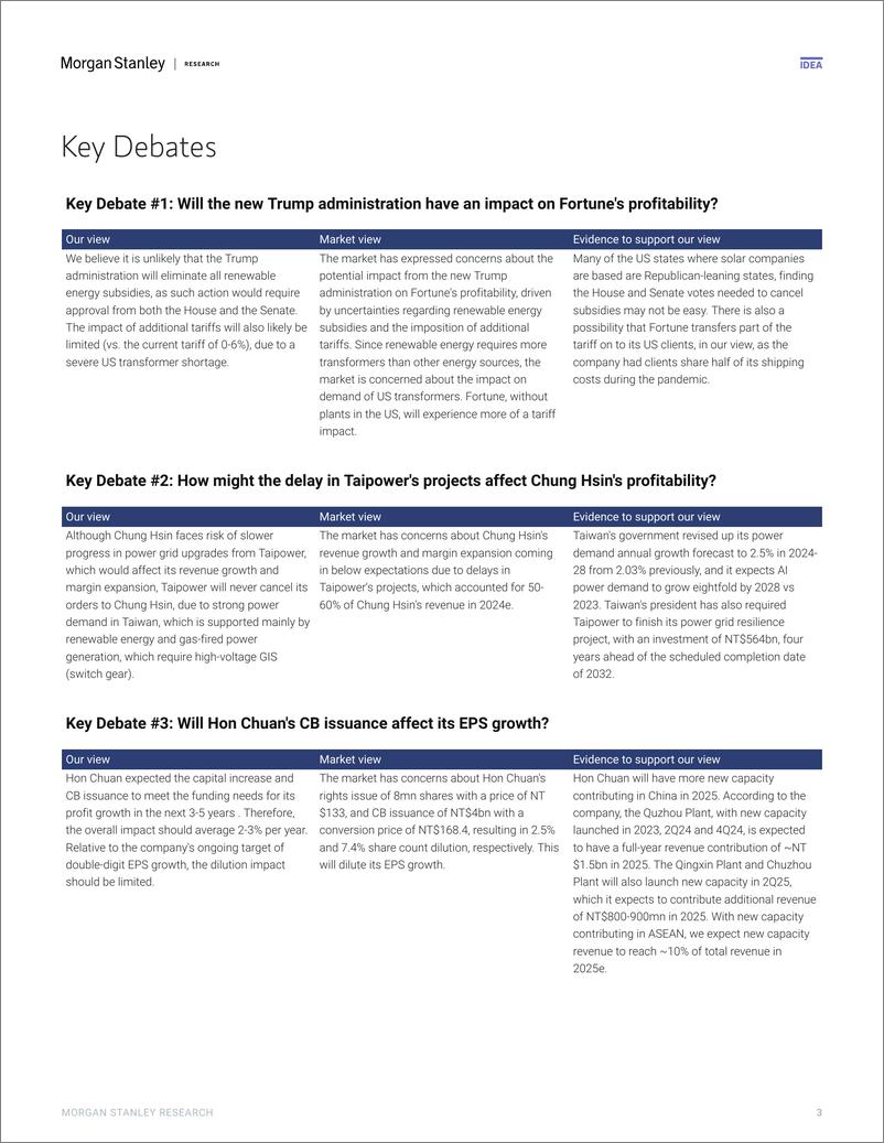 《Morgan Stanley-Taiwan Industrials 2025 Outlook Fundamentals on track; be ...-112625915》 - 第3页预览图