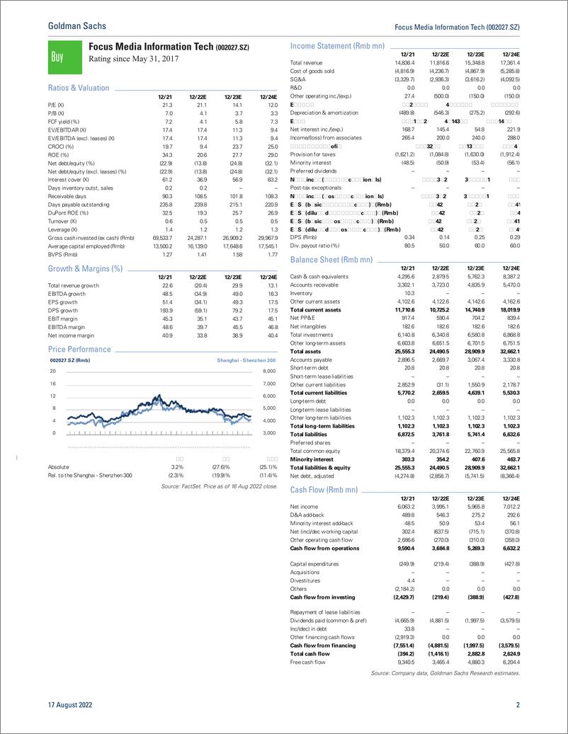 《Focus Media Information Tech (002027.SZ Earnings revie Gradual demand recovery; Buy(1)》 - 第3页预览图