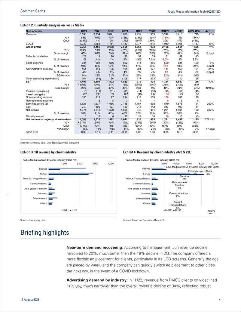 《Focus Media Information Tech (002027.SZ Earnings revie Gradual demand recovery; Buy(1)》 - 第5页预览图