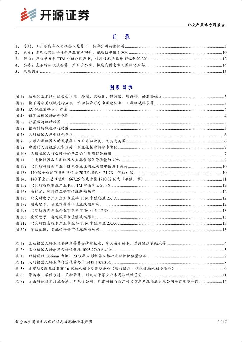 《北交所科技新产业跟踪第十六期：工业智能和人形机器浪潮下轴承核心凸显，北交所及后备军聚集轴承特色标的-240428-开源证券-17页》 - 第2页预览图