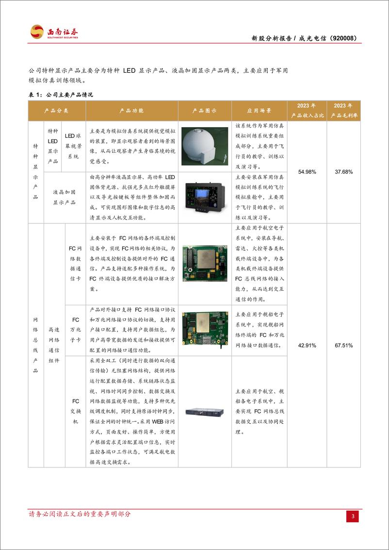 《成光电信(920008)军用网络总线与特种显示“小巨人”，军机换代驱动业绩稳增-240814-西南证券-33页》 - 第7页预览图