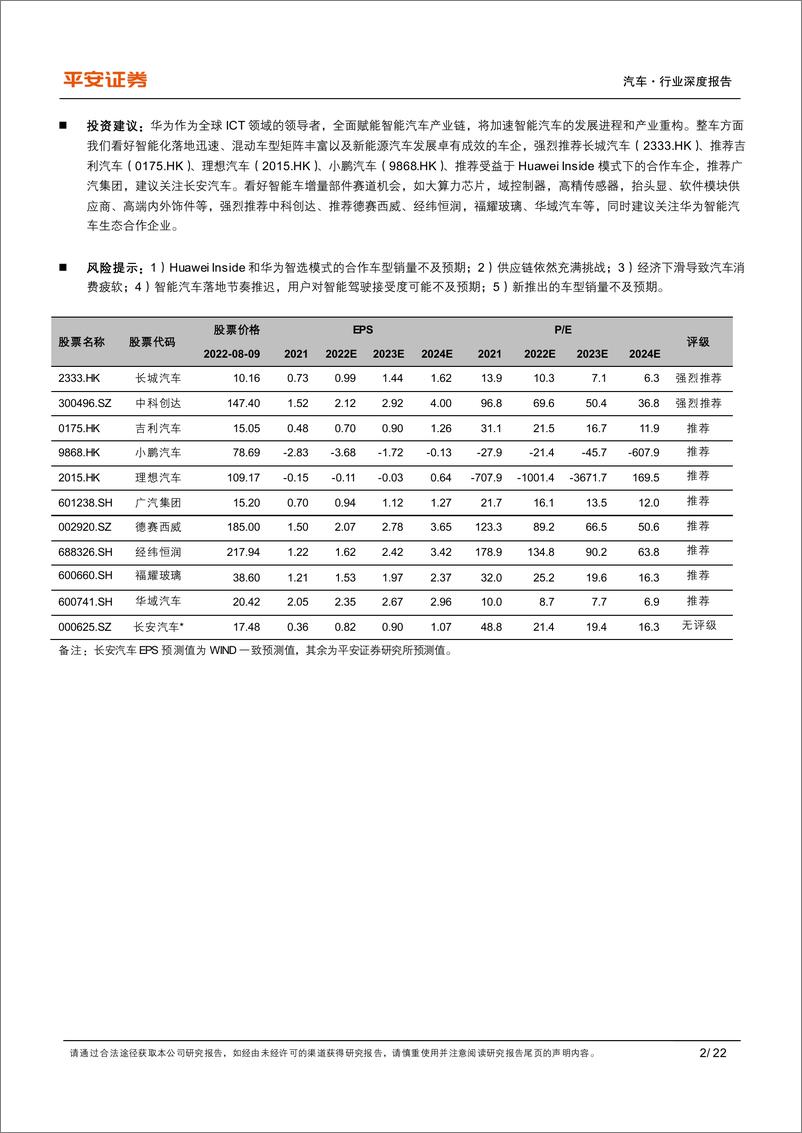 《汽车行业深度报告：华为智选发展向好，HI模式想象空间巨大-20220810-平安证券-22页》 - 第3页预览图