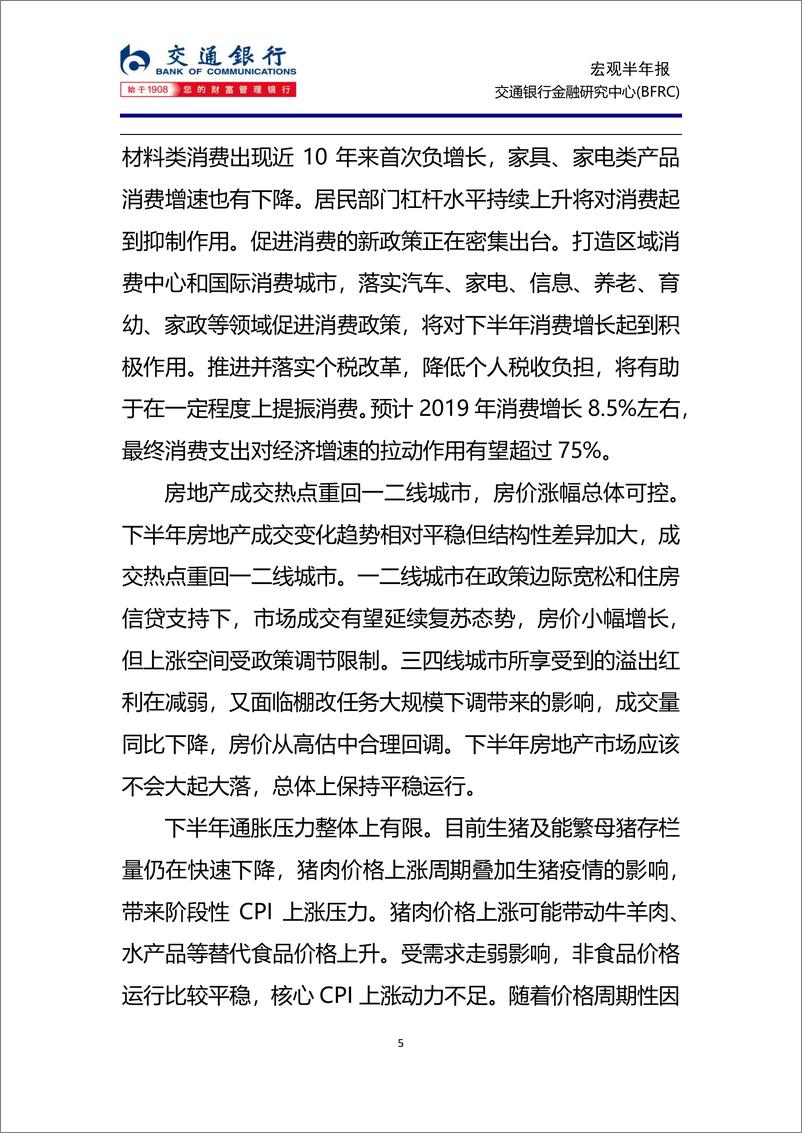 《2019年下半年中国宏观经济金融展望：负外部性影响显现，经济运行缓中趋稳-20190711-交通银行-13页》 - 第6页预览图