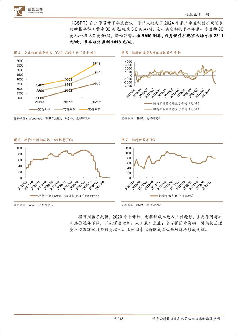 《铜行业跟踪：24Q2铜价创新高，Q3TC骤降，供需持续紧张-240711-德邦证券-13页》 - 第6页预览图