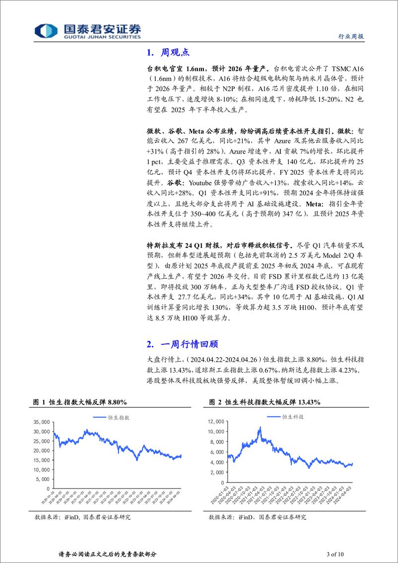 《科技行业2024年第39期：科技巨头调高资本支出，台积电官宣1.6nm-240428-国泰君安-10页》 - 第3页预览图