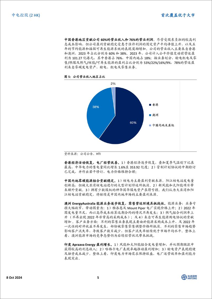 《中电控股(0002.HK)首次覆盖：根植香港，亚太区百年能源行业运营商-241008-海通国际-21页》 - 第5页预览图