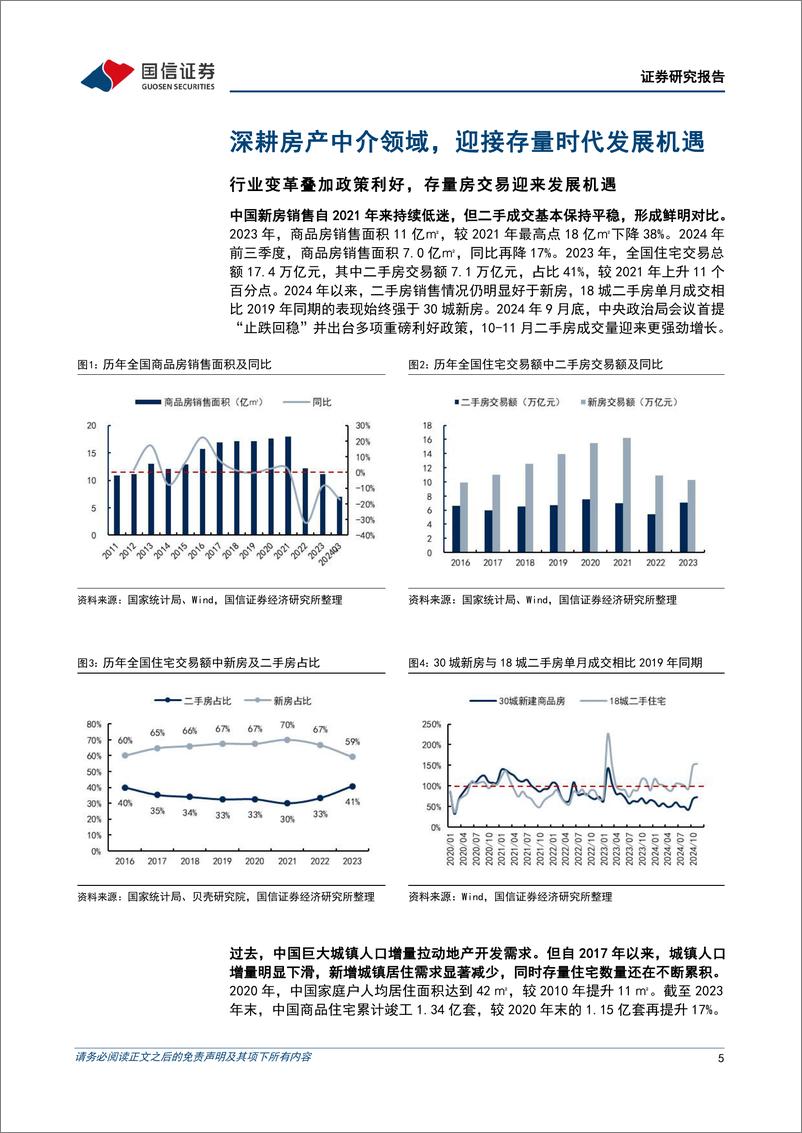 《我爱我家(000560)短期政策利好叠加长期行业趋势，迎接存量房交易发展机遇-241218-国信证券-28页》 - 第5页预览图