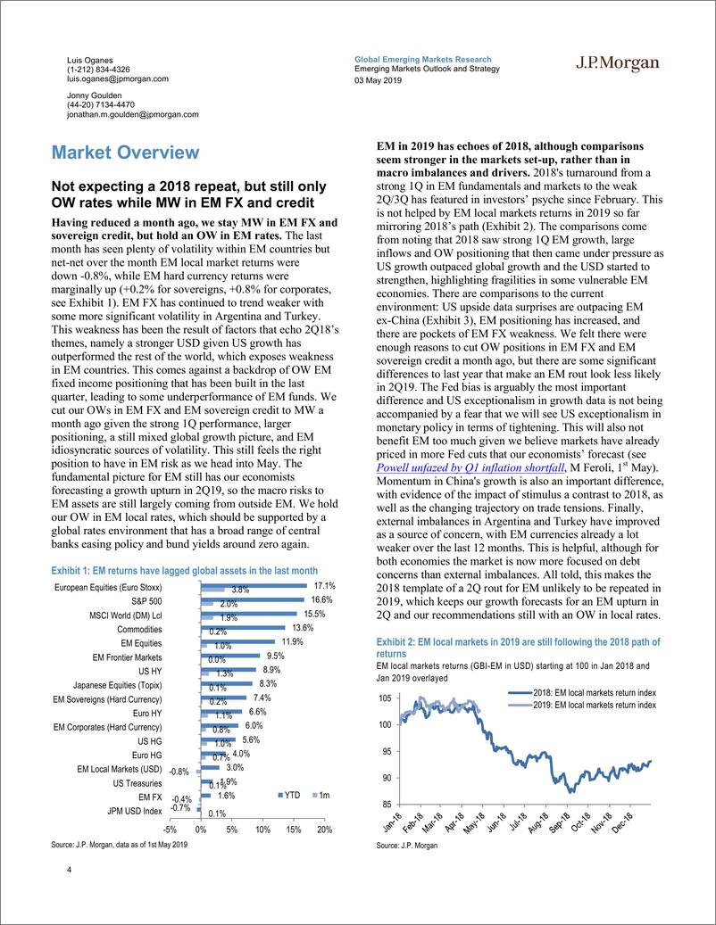 《J.P. 摩根-新兴市场-投资策略-新兴市场展望与策略：来自过去的爆发？第二季度业绩应该会好于去年，但仍将保持新兴市场头寸的减少-2019.5.3-41页》 - 第5页预览图