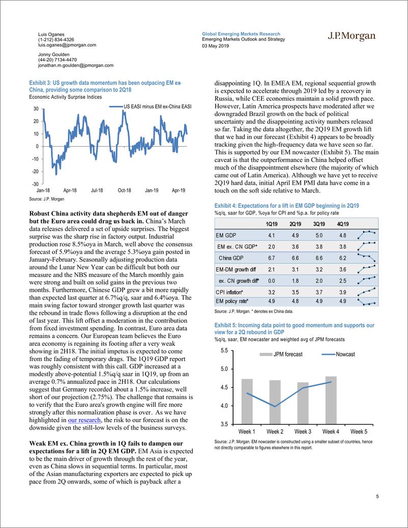 《J.P. 摩根-新兴市场-投资策略-新兴市场展望与策略：来自过去的爆发？第二季度业绩应该会好于去年，但仍将保持新兴市场头寸的减少-2019.5.3-41页》 - 第6页预览图