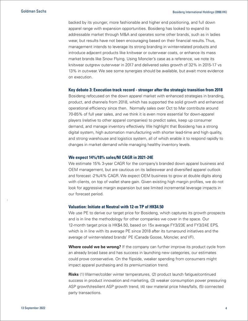 《Bosideng International Holdings (3998.HK Strong positioning; New growth drivers yet to emerge; Initiate at Neutral(1)》 - 第5页预览图