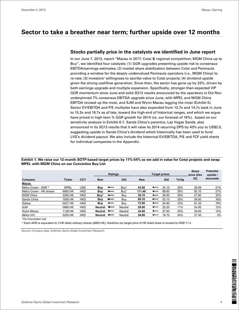 《高盛-Macau： Gaming：2014 outlook： Identify near：medium-term drivers; Buy MGM China》 - 第4页预览图