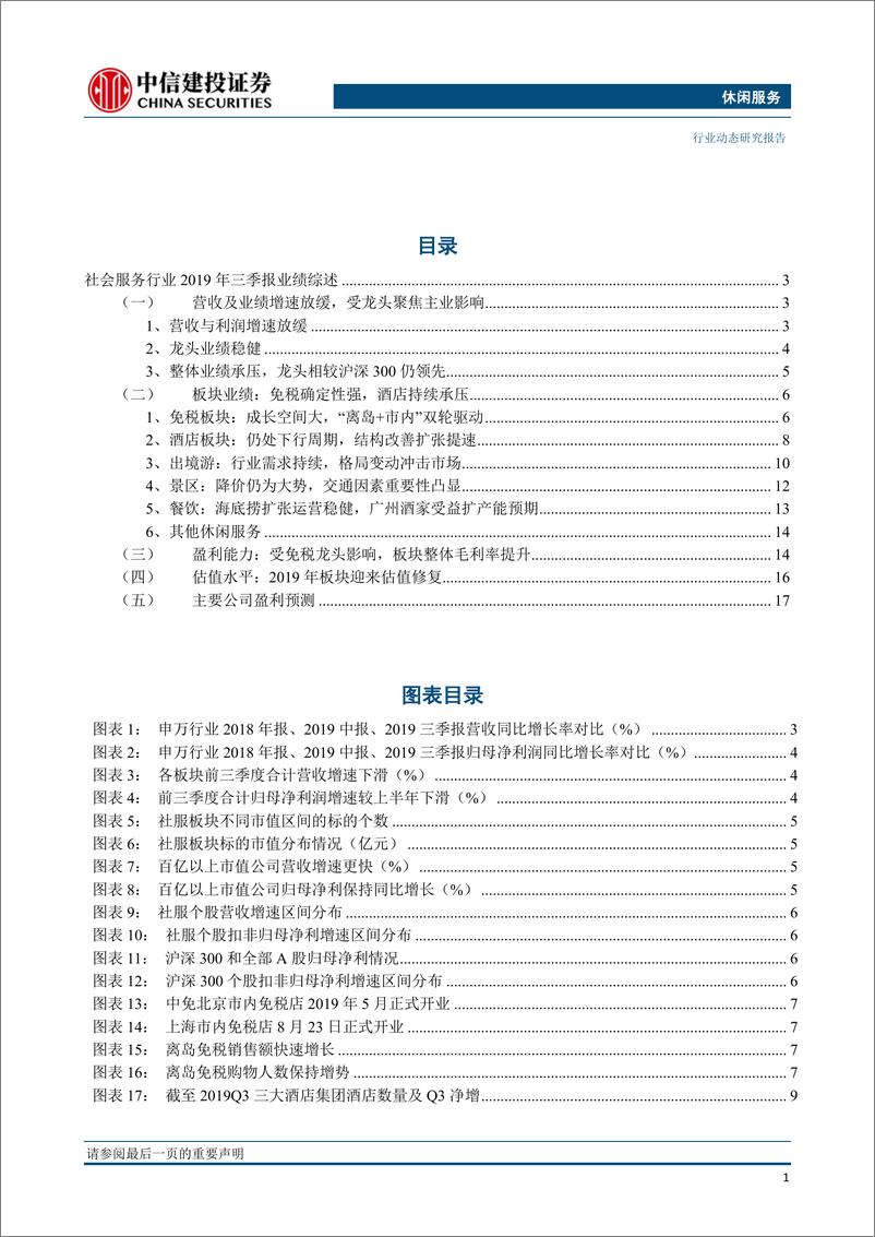 《休闲服务行业三季报综述：免税餐饮龙头稳健，酒店承压静待拐点-20191104-中信建投-21页》 - 第3页预览图