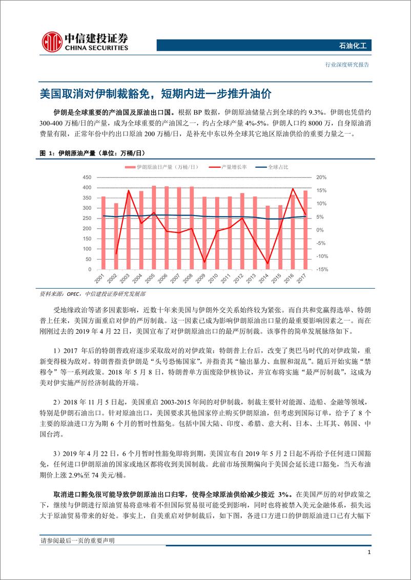 《石油化工行业原油系列报告之三：从美国对伊制裁，看油价背后的各国博弈-20190430-中信建投-30页》 - 第5页预览图