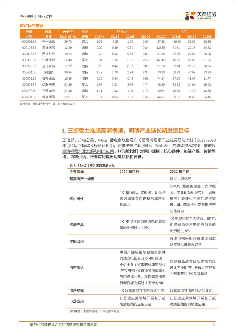 《通信行业：三部委力推超高清视频，传输+承载+应用迎来大机遇-20190303-天风证券-10页》 - 第3页预览图