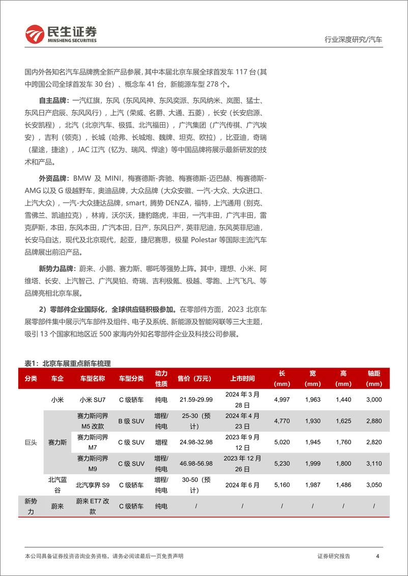 《北京车展前瞻：新时代新汽车，自主全面崛起-民生证券-2024.4.25-45页》 - 第4页预览图