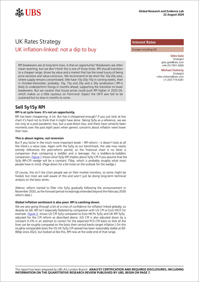 《UBS Fixed Income-UK Rates Strategy _UK inflation-linked not a dip to buy_ Ga...-109975093》 - 第1页预览图