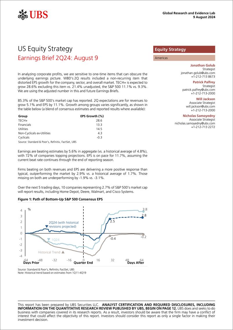 《UBS Equities-US Equity Strategy _Earnings Brief 2Q24 August 9_ Golub-109777466》 - 第1页预览图