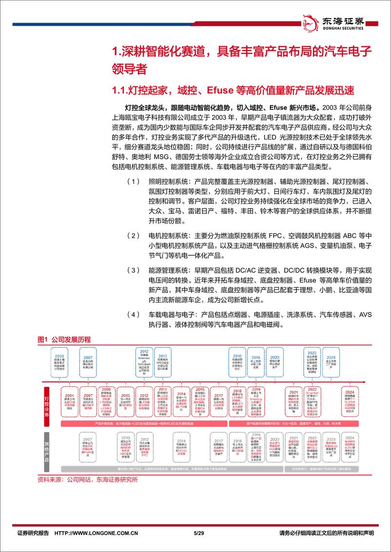 《科博达(603786)公司深度报告：灯控主业立足全球，域控、Efuse新产品布局下一代EEA-240911-东海证券-29页》 - 第5页预览图