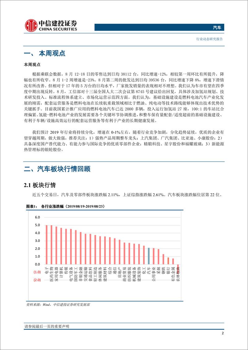 《汽车行业：8月第二周降幅持续扩大，工信部回复氢能与燃料电池方面人大建议利好产业长期发展-20190829-中信建投-14页》 - 第4页预览图