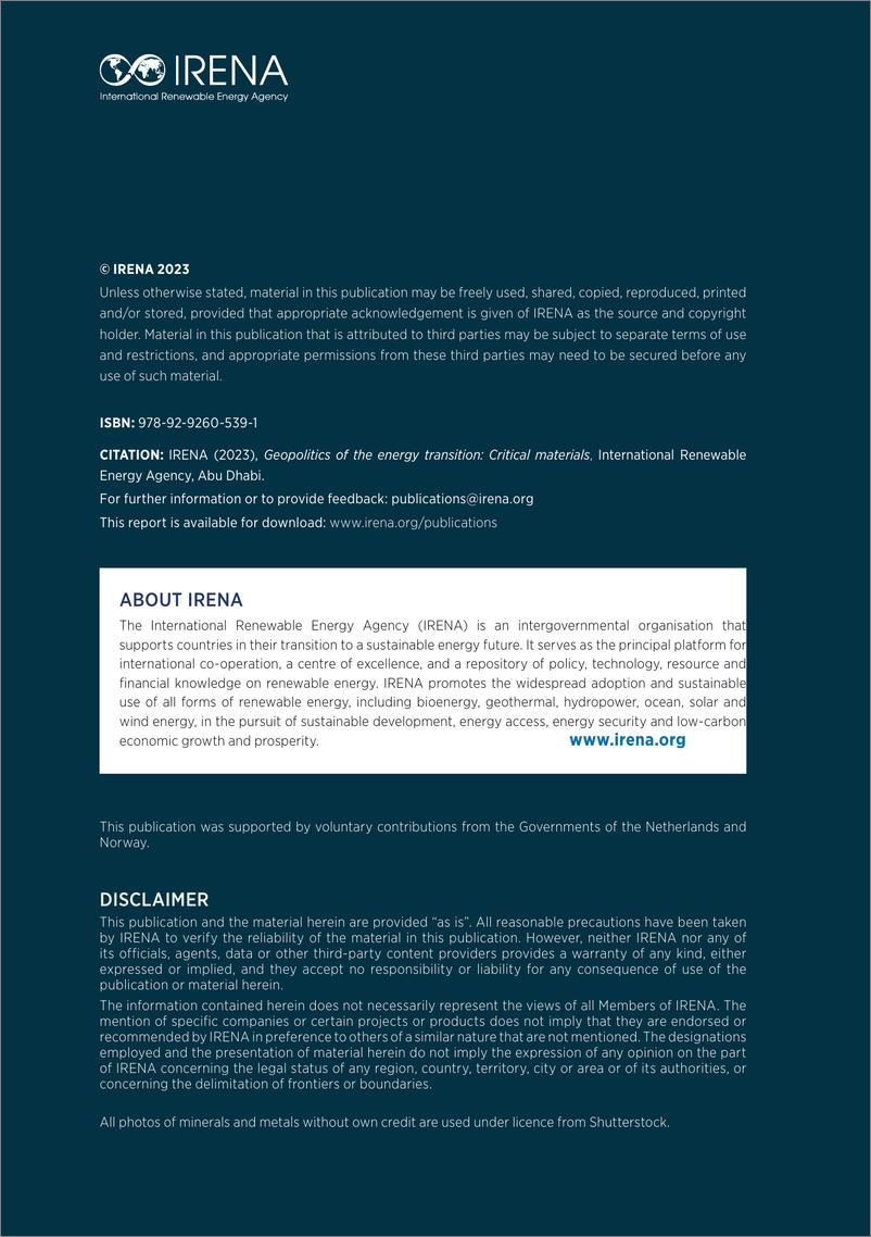 《IRENA-地缘政治能源转型关键材料2023【英文版】-2023》 - 第2页预览图