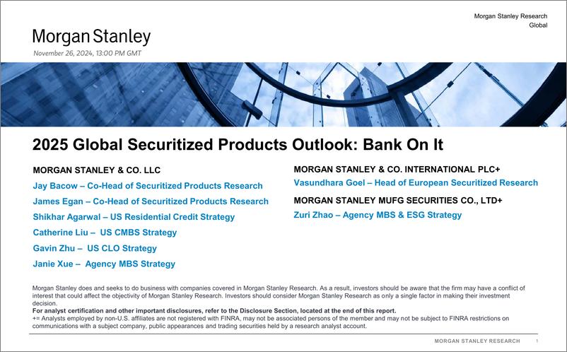 《Morgan Stanley Fixed-Year-Ahead Outlook 2025 Global Securitized Products Outlook...-111825688》 - 第1页预览图