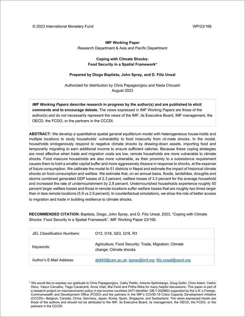《IMF-应对气候冲击：空间框架下的粮食安全（英）-2023.8-46页》 - 第3页预览图