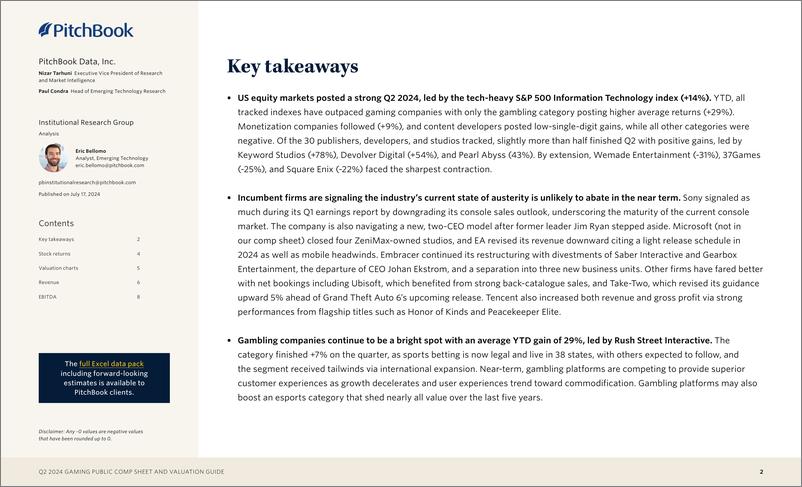 《PitchBook-2024年二季度博彩公共资产负债表和估值指南（英）-2024.7-10页》 - 第2页预览图