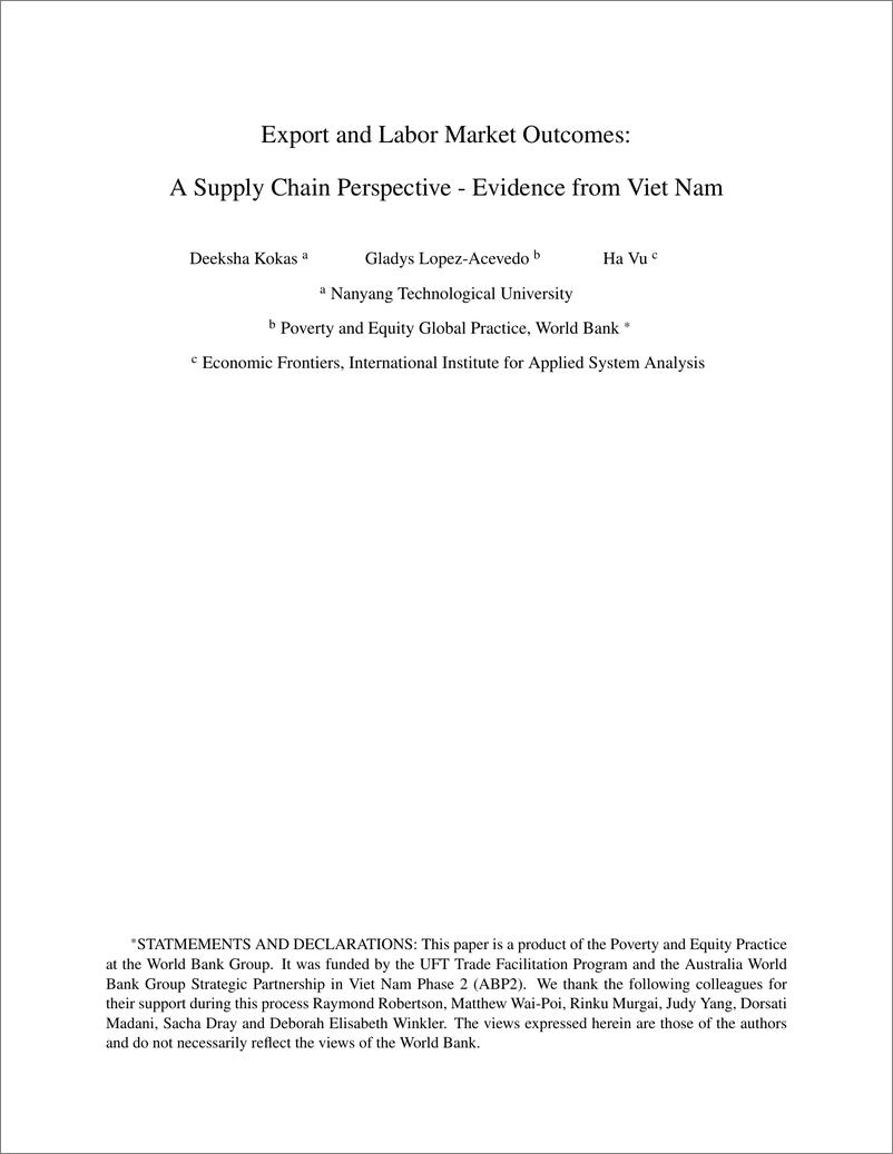 《世界银行-出口和劳动力市场结果：供应链视角——来自越南的证据（英）-2024.8-49页》 - 第3页预览图