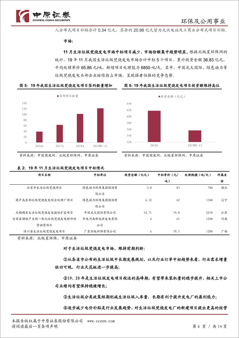 《环保及公用事业行业月报：行业渐显好转迹象，估值存回升空间-20191210-中原证券-14页》 - 第7页预览图