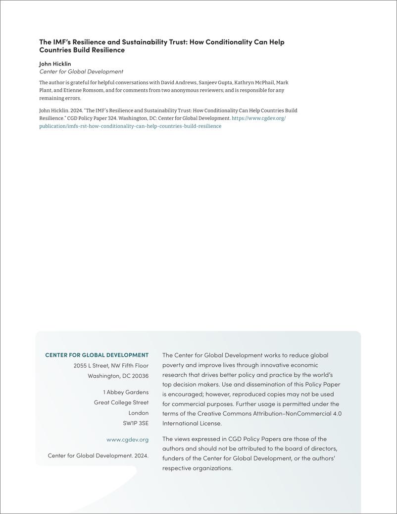 《全球发展中心-国际货币基金组织的韧性和可持续性信托：条件如何帮助各国建立韧性（英）-2024.3-32页》 - 第2页预览图