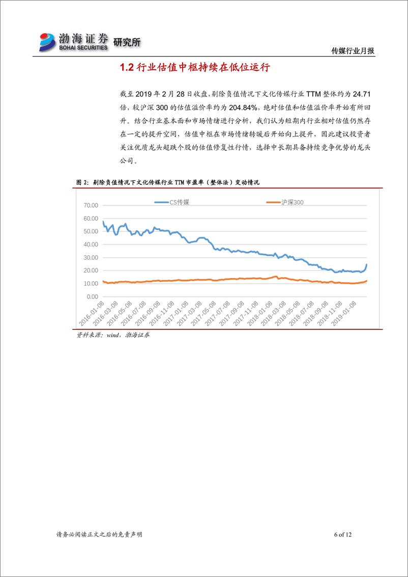 传媒行业月报：《流浪地球》票房超预期，行情开始活跃-20190305-渤海证券-12页 - 第7页预览图